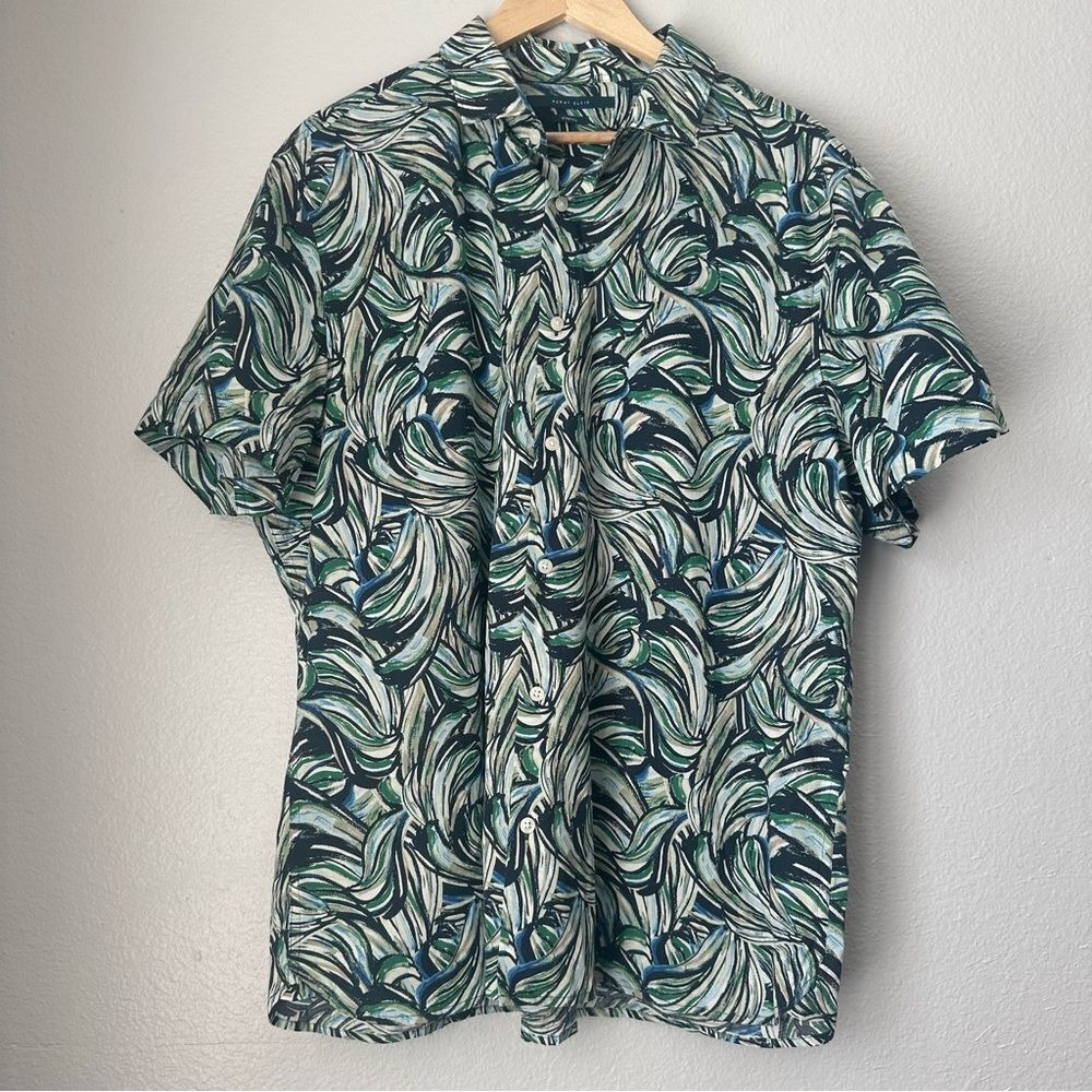 Perry Ellis Floral Button Up Shirt Men's Size XXL Short Sleeve Tropical Casual